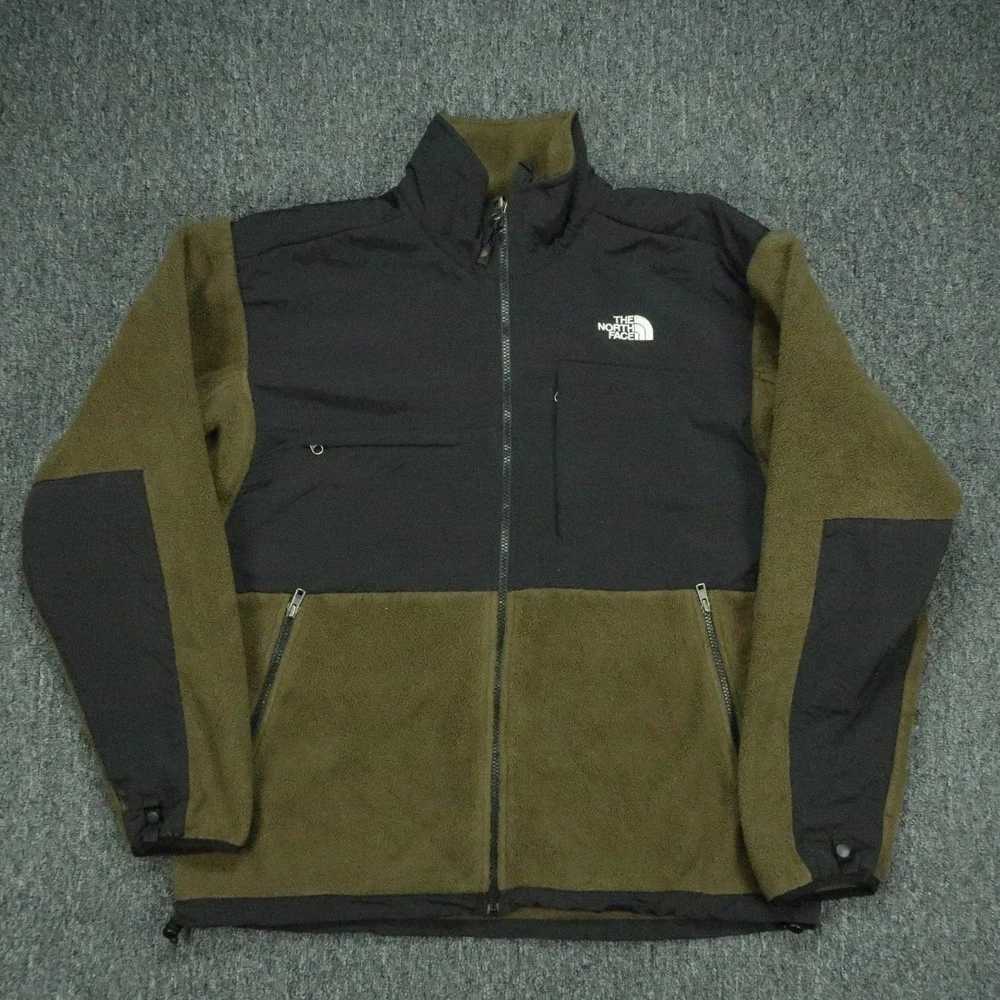 The North Face Jacket Mens Large Green Black Denali Fleece Polartec Colorblock
